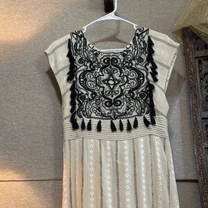 Maeve Cream and Black Embroidered Dress